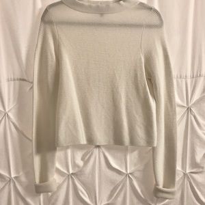 The Limited Cropped Ribbed Mock Neck Sweater